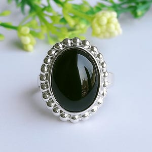 Dainty Black Onyx Ring: 925 Sterling Silver, Handmade Jewelry