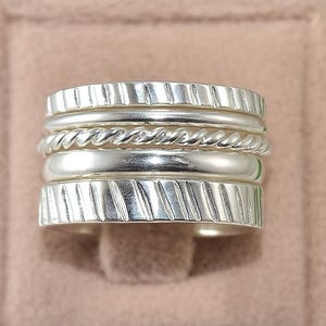Stacking Rings Set of 5 Sterling Silver Bands - Silver Stackable Ring Bands for Women, Minimalist Ring Stacks, Unique Stacking ring