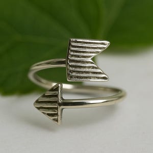 Sideways Arrow Ring - Celebrity Style Double Wrap Arrow Ring - Adjustable Ring - Midi Ring - Sterling Silver, Yellow or Rose Gold
