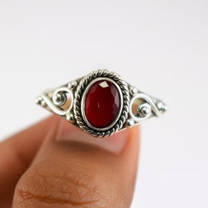 Vintage Red Garnet Ring: 925 Sterling Silver & Gold Filled