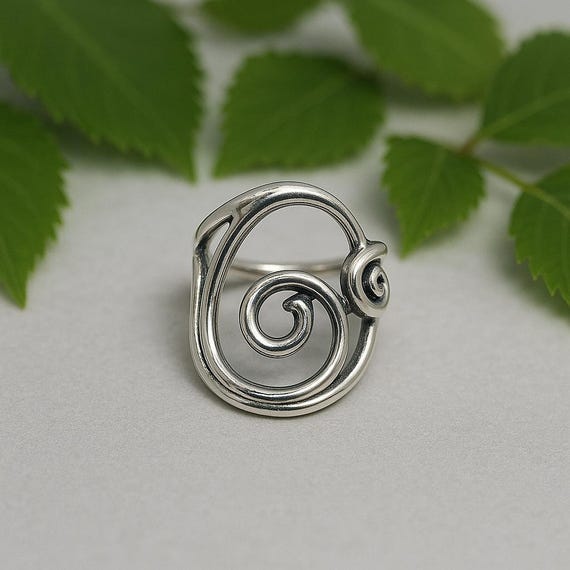 Sterling Silver Spiral Ring: Handmade Minimalist Swirl Band