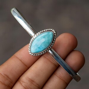 Larimar Bangle, 925 Sterling Silver Bangle, Women Bangle, Larimar Jewelry, Handmade Bangle, Silver Bangle, Larimar Bracelet, Gift Bangle