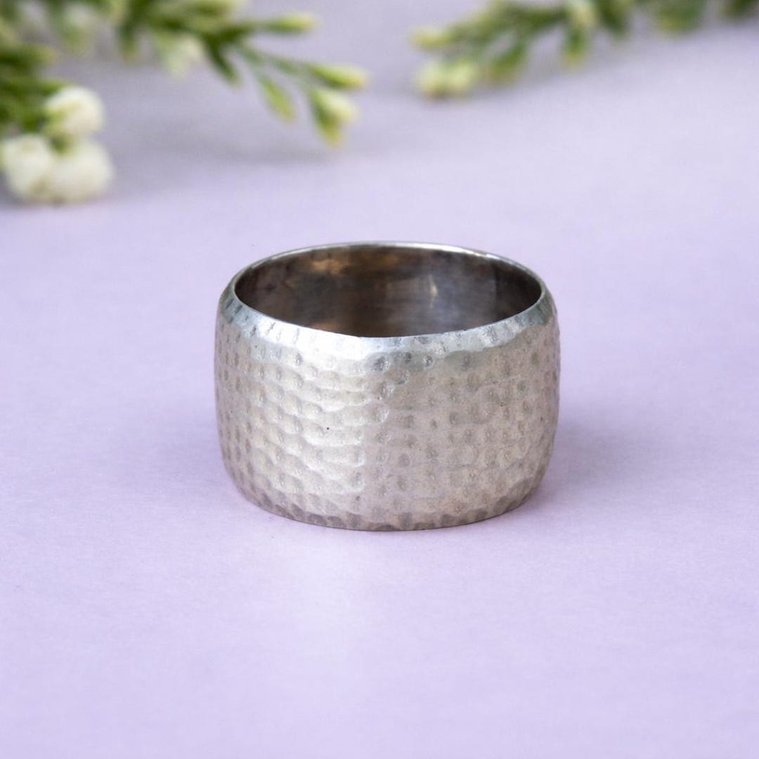 Hammered Sterling Silver Wide Band Ring, Chunky Thumb Ring - Etsy