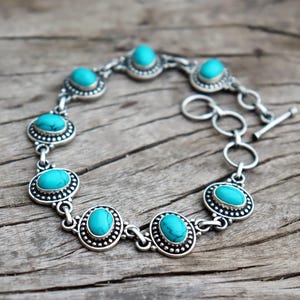 Turquoise Bracelet, 925 Sterling Silver Bracelet, Adjustable Bracelet, Gemstone Bracelet, Gift for Women, Boho Bracelet, Silver Jewelry****