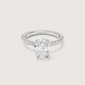 Oval Hidden Halo Engagement Ring with 2.00ct Lab-Grown Diamond in Gold – Pavé Band | Aura Jewels by CK