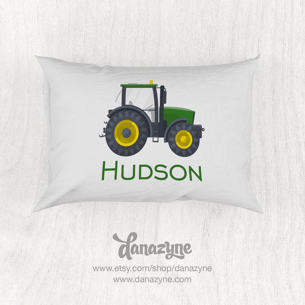 Personalized Tractor / Farming Baby Name Pillowcase - Boy's John Deere Theme - Jersey, Minky or Micro Fiber - Personalized Pillow