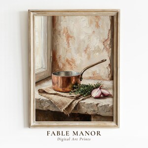 Vintage Copper Kitchen - Copper Pot Print | Culinary Still Life Art | Printable Digital Download