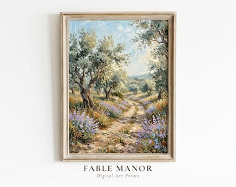 Provence Olive Tree Print | Countryside Landscape Wall Art | Printable Oil Painting (Digital Download)