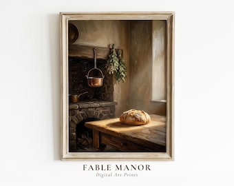 Sourdough Bread Still Life Wall Art | Rustic Farmhouse Decor | Country Cottage Print | Digital Download