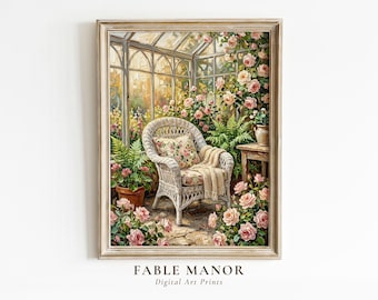 Blooming Greenhouse Print | Shabby Chic Romantic Decor | Digital Download