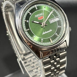 Vintage Seiko 5 Automatic Watch: Japan Made, Serviced, Day-Date