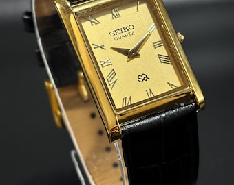 Vintage Seiko Panzeruhr: Japanisches Zifferblatt, schwarzes Lederarmband