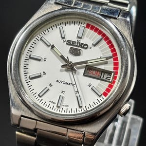 Vintage Seiko 5 Automatic Watch: Japan Made Stainless Steel Day-Date