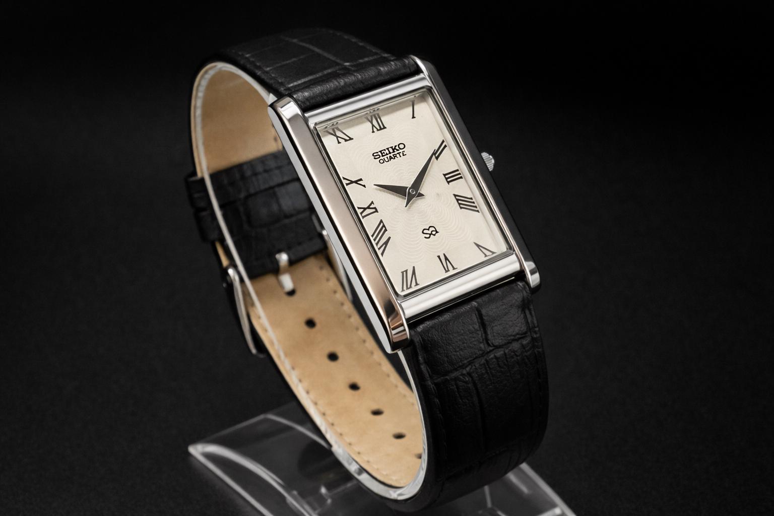 White Pearlized Dial Silver Tone Rectangle Case Black Leather Band Watch Peugeot Men main image 3