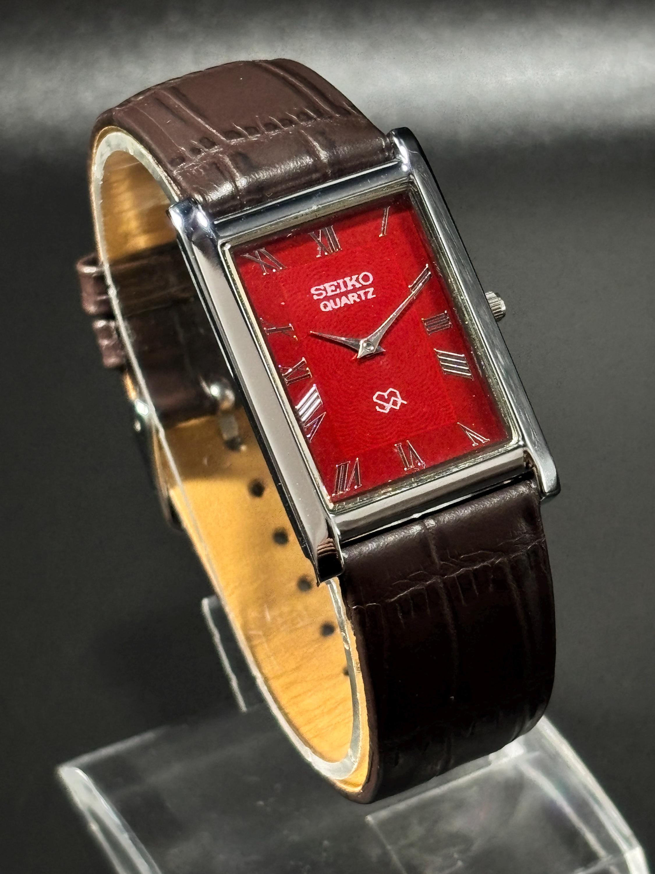 メンズ 80s vintage Seiko tank 腕時計 シャンパンローマン文字盤