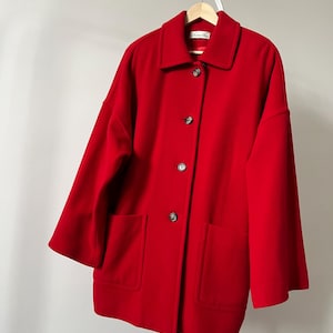 Vintage Christian Dior Wool Long Coat Red