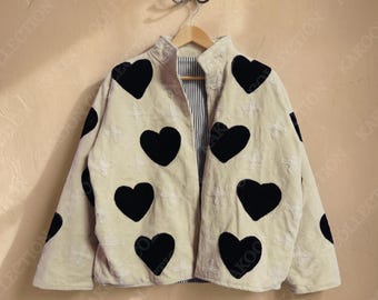 Embroidered Velvet Jacket | Boho Floral Velvet Coat | Vintage Style Statement Jacket | Festival Wear | Handmade Embroidery Outerwear