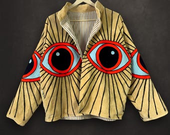Velvet Suzani Embroidered Evil Eye Jacket | Winter Wear | Quilted | Short Festival Coat | Ethnic Bohemian Outerwear | Winter Kimono Jacket