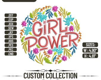 Girl Power-borduurontwerp: feministisch machineborduurbestand (digitale download)
