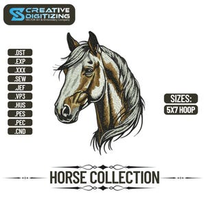 Horse Logo Embroidery Design: Western Equestrian Machine File (Digital Download)