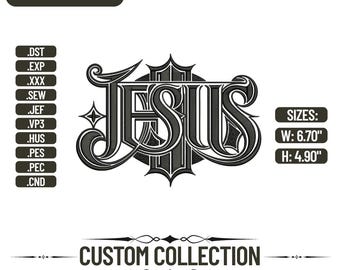 Jesus Embroidery Design Font: Christian Machine Embroidery (Digital Download)