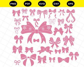 Boho Ribbon SVG Bundle, Coquette Bow svg, Hand Drawn Ribbon & Bow Clipart, Hair Bow PNG, Bow Tie SVG Cut Files for Cricut, Digital Download