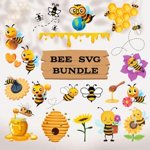 Little bij Clipart Pack png, aquarel illustratie, feestartikelen, schattige bij, honing, bloemen png, honingraat png, bijenkorf, Instant download