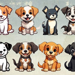 Hund Clipart Bundle Welpen Mega Aquarell Hund Clipart Sublimationsdesigns, Hunderasse PNG-Datei, niedliche digitale Illustration, Portrait Prints