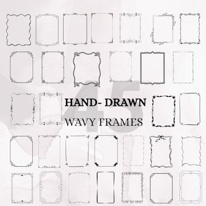 Hand Drawn Frames SVG Files Hand drawn Borders Clipart, Doodle Frames PNG, Wavy Squiggle Border, Whimsical Frames Wedding Invitation Border