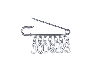 Pin de plata de ley con el dije de los campeones de la Serie Mundial de los Dodgers - Broche de aficionado al béisbol