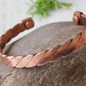 Thick Copper Bangle , Pure Copper Bracelet , Arthritis Cuff Adjustable ,Heavy Twist Pure Copper Magnetic Bracelet Energy Cuff Bangle