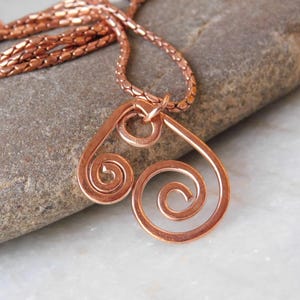Genuine Copper chain Pendant necklace ,Pure copper Pendant, Handmade Necklace, Spiral Necklace unisex, women’s choker necklace