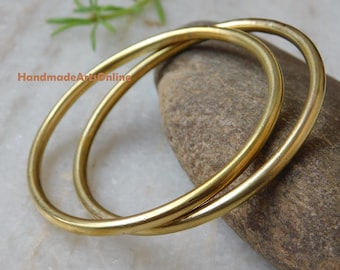 Handmade Heavy Gauge Brass Bangle Set, Twisted Spiral Boho Chic Bracelet