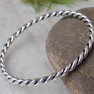 Silver Twisted Bracelet ,Sterling silver Spiral Bangle ,Silver Stacking bracelet  ,Silver jewelry, chic bracelet , jewelry gift for her/Him