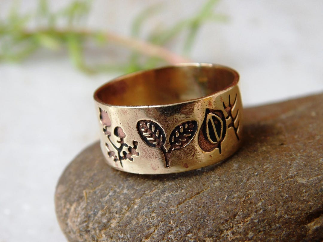 Raw Brass Tree of Life Ring: Wide Band Brass Jewelry - Etsy