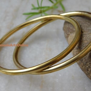 8 Gauge Brass Bangles ,Set Of 2 Bangles ,Handmade Bangle Set ,Brass Bangles For Women ,Brass Jewelry ,Round Bangles ,Health Benefits Gift