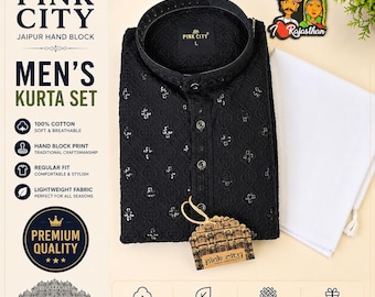 Men's Cotton Chikankari Kurta Pajama Set | Handcrafted Indian Ethnic Wear, Festive Occasion