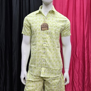 Cotton printed Set Men - Casual Two Piece Outfit - Short Sleeve Shirt and Shorts - MEN Co-ord set- Vacation Outfit for Men