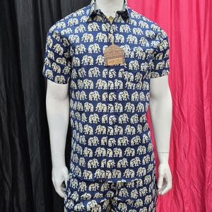 Cotton printed Set Men - Casual Two Piece Outfit - Short Sleeve Shirt and Shorts - MEN Co-ord set- Vacation Outfit for Men