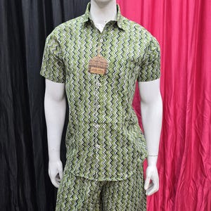 MEN COTTON Printed combo Set - Casual Two Piece Outfit - Short Sleeve Shirt and Shorts - MEN Co ord set- Vacation Outfit for Men