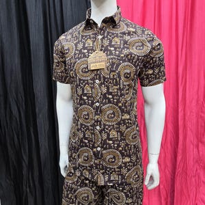 Cotton printed Set Men - Casual Two Piece Outfit - Short Sleeve Shirt and Shorts - MEN Co-ord set- Vacation Outfit for Men