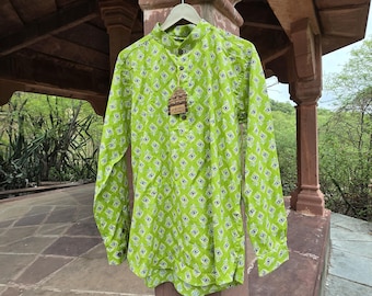 Men&#39;s Cotton Blockprint Kurta: Indian Wedding Wear