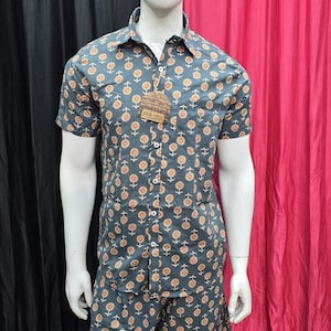 MEN COTTON Co ord Set - Casual Two Piece Outfit - Short Sleeve Shirt and Shorts Beach set- Vacation Outfit for Men