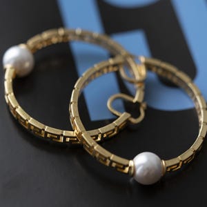 Versace Gold Monogram Hoop Earrings