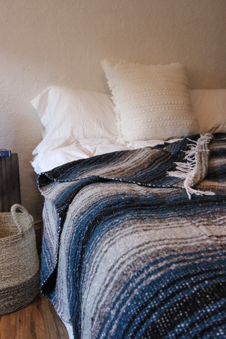 Mexican Blanket Deep Blue Etsy