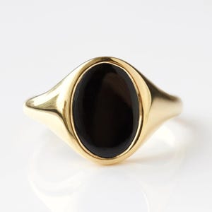 Black Onyx Ring, 14k Gold Vermeil Handmade Ring, 925 Sterling Silver Handcrafted Ring, Wedding Ring, Anniversary Gift, Black Gemstone Ring