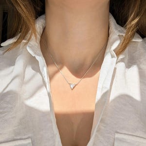 Triangle Rainbow Moonstone Pendant: 14K Gold Vermeil Sterling Silver Necklace