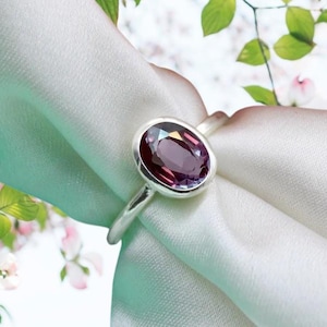 Dainty Alexandrite Ring, Color Change Alexandrite, Purple Blue Alexandrite, 925 Sterling Silver or 18k Gold Vermeil, Wedding Engagement Ring