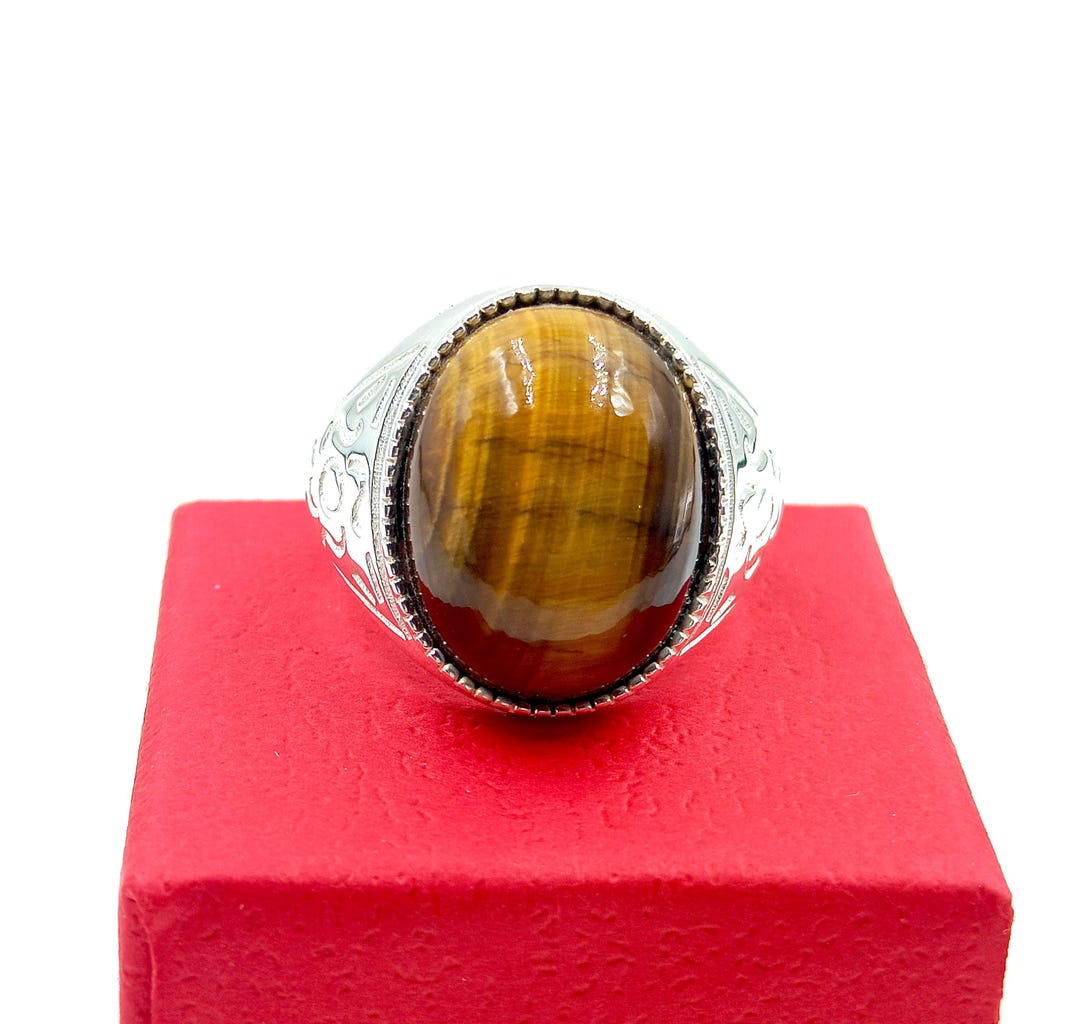 Oval Tiger's Eye Ring 925 Sterling Silver Gemstone Etsy — free download