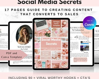 Social Media Content Guide: 90+ Viral Hooks & CTAs - Canva Editable PDF